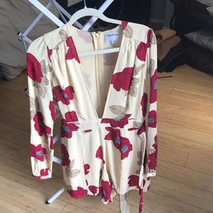 Cream & Red romper, size Small. NEVER WORN